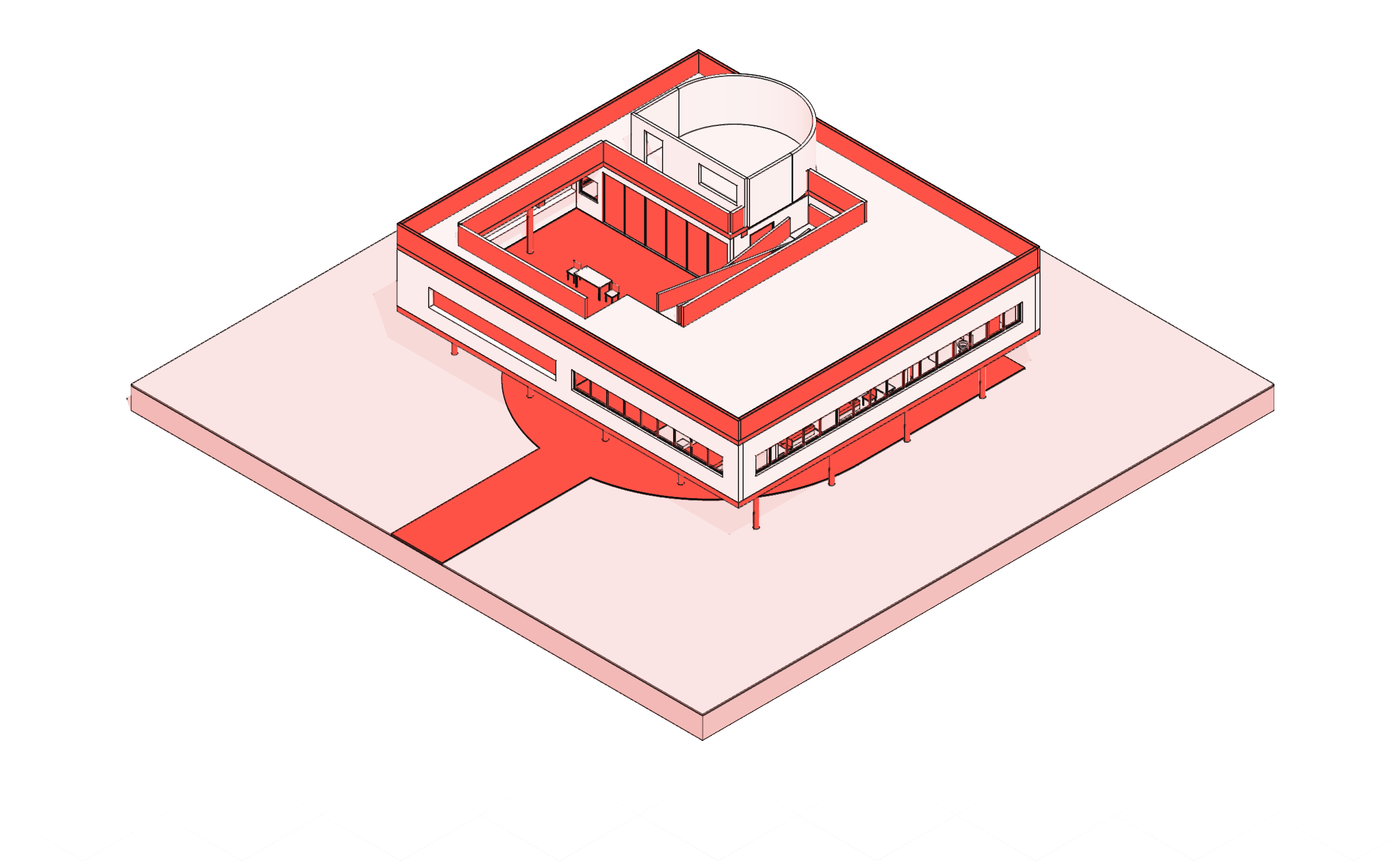 architecture savoye red — exact model in red, pink, white and black