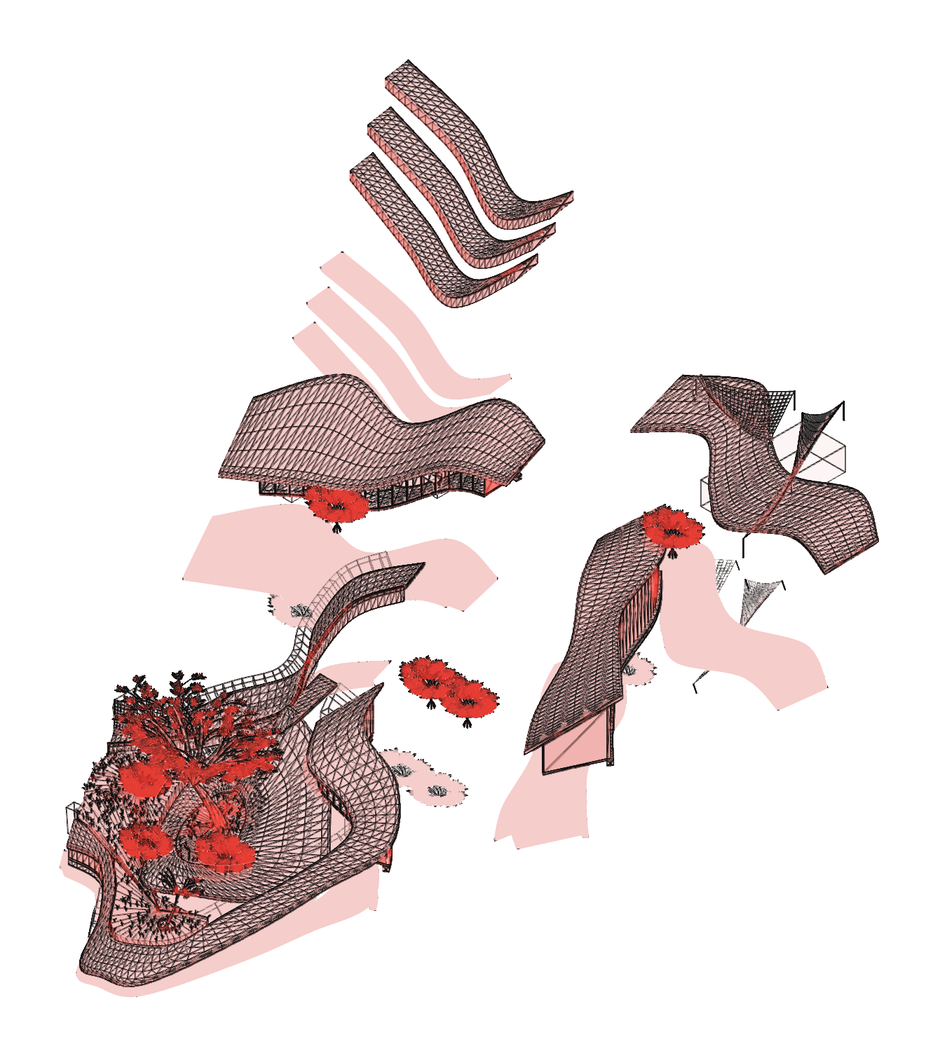 landscape kenya — exact model in red, pink, white and black