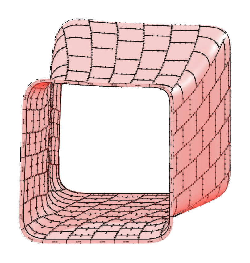 One-point perspective of the panelised shell