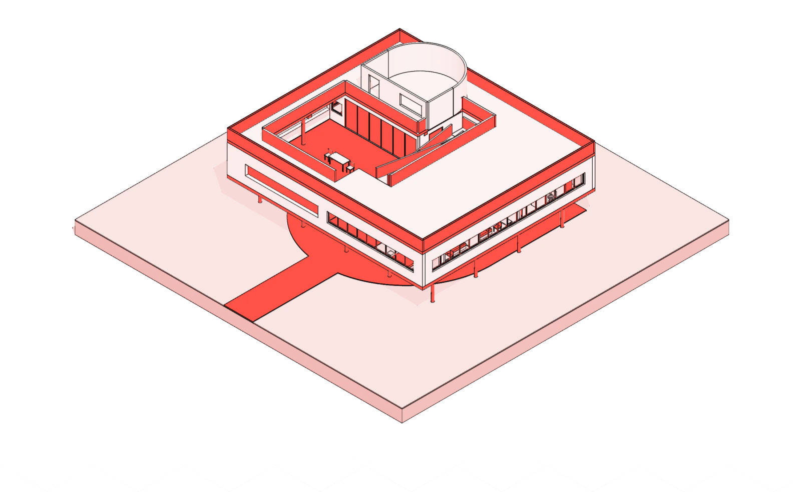 architecture savoye red — exact model in red, pink, white and black